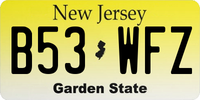 NJ license plate B53WFZ