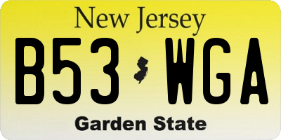 NJ license plate B53WGA