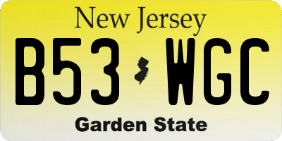 NJ license plate B53WGC