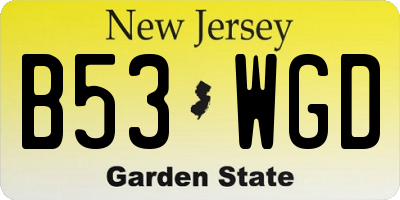 NJ license plate B53WGD