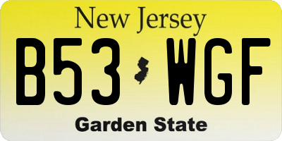 NJ license plate B53WGF