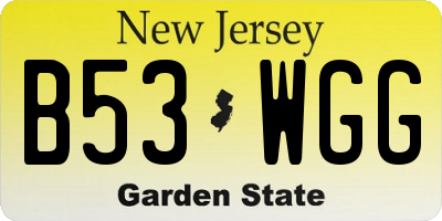 NJ license plate B53WGG