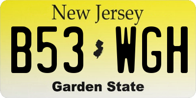 NJ license plate B53WGH