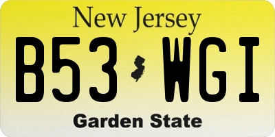 NJ license plate B53WGI