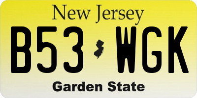 NJ license plate B53WGK