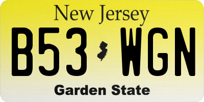 NJ license plate B53WGN