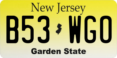NJ license plate B53WGO