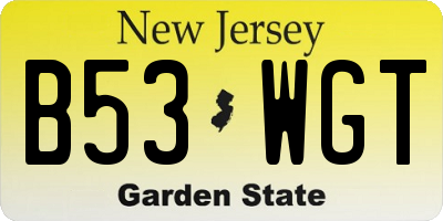 NJ license plate B53WGT