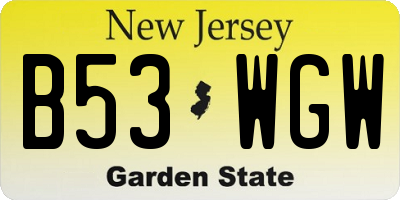 NJ license plate B53WGW