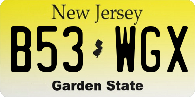 NJ license plate B53WGX