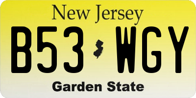 NJ license plate B53WGY