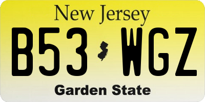 NJ license plate B53WGZ