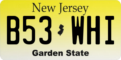 NJ license plate B53WHI