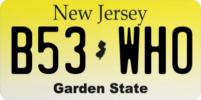 NJ license plate B53WHO