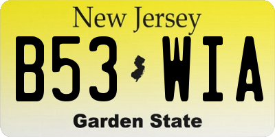 NJ license plate B53WIA