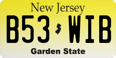 NJ license plate B53WIB