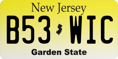NJ license plate B53WIC