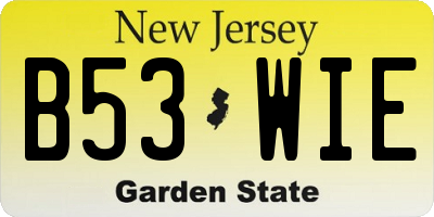 NJ license plate B53WIE