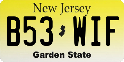 NJ license plate B53WIF