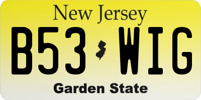 NJ license plate B53WIG