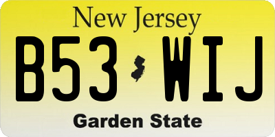 NJ license plate B53WIJ