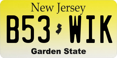 NJ license plate B53WIK