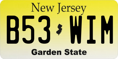 NJ license plate B53WIM
