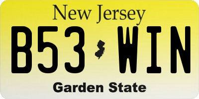 NJ license plate B53WIN