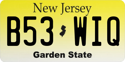 NJ license plate B53WIQ