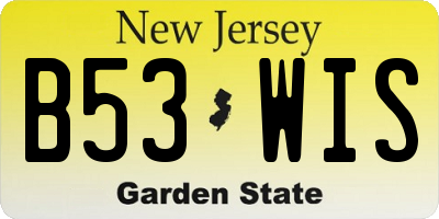 NJ license plate B53WIS