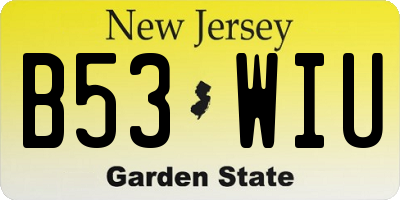 NJ license plate B53WIU