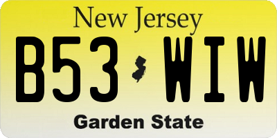 NJ license plate B53WIW