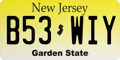 NJ license plate B53WIY