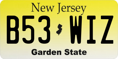 NJ license plate B53WIZ