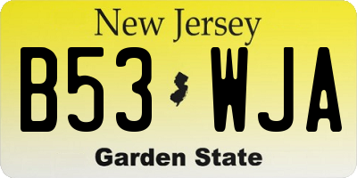 NJ license plate B53WJA