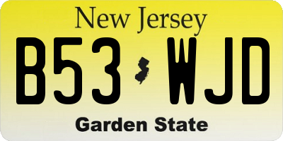 NJ license plate B53WJD