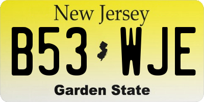 NJ license plate B53WJE
