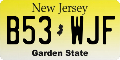 NJ license plate B53WJF