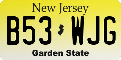 NJ license plate B53WJG