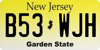 NJ license plate B53WJH