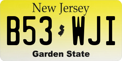NJ license plate B53WJI