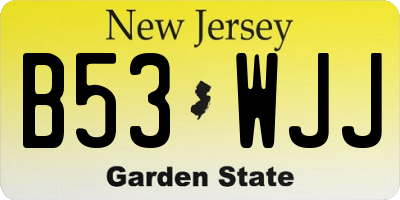 NJ license plate B53WJJ