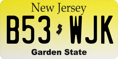 NJ license plate B53WJK