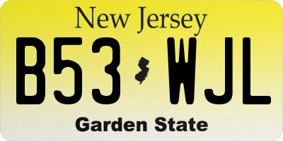 NJ license plate B53WJL
