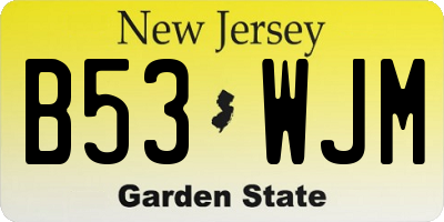 NJ license plate B53WJM