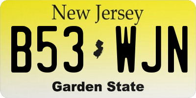 NJ license plate B53WJN