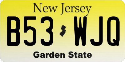 NJ license plate B53WJQ