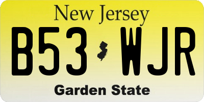 NJ license plate B53WJR