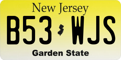 NJ license plate B53WJS