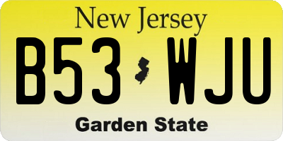 NJ license plate B53WJU